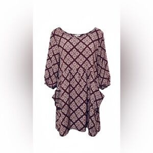 Francesca’s Burgundy Printed Pocket Dress – Large